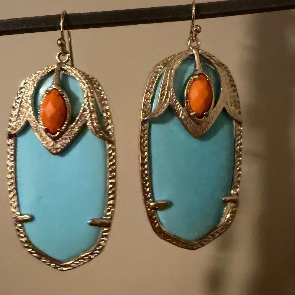 Kendra Scott Darby Gold Statement Earrings-vintage Rodeo collection - Picture 2 of 4